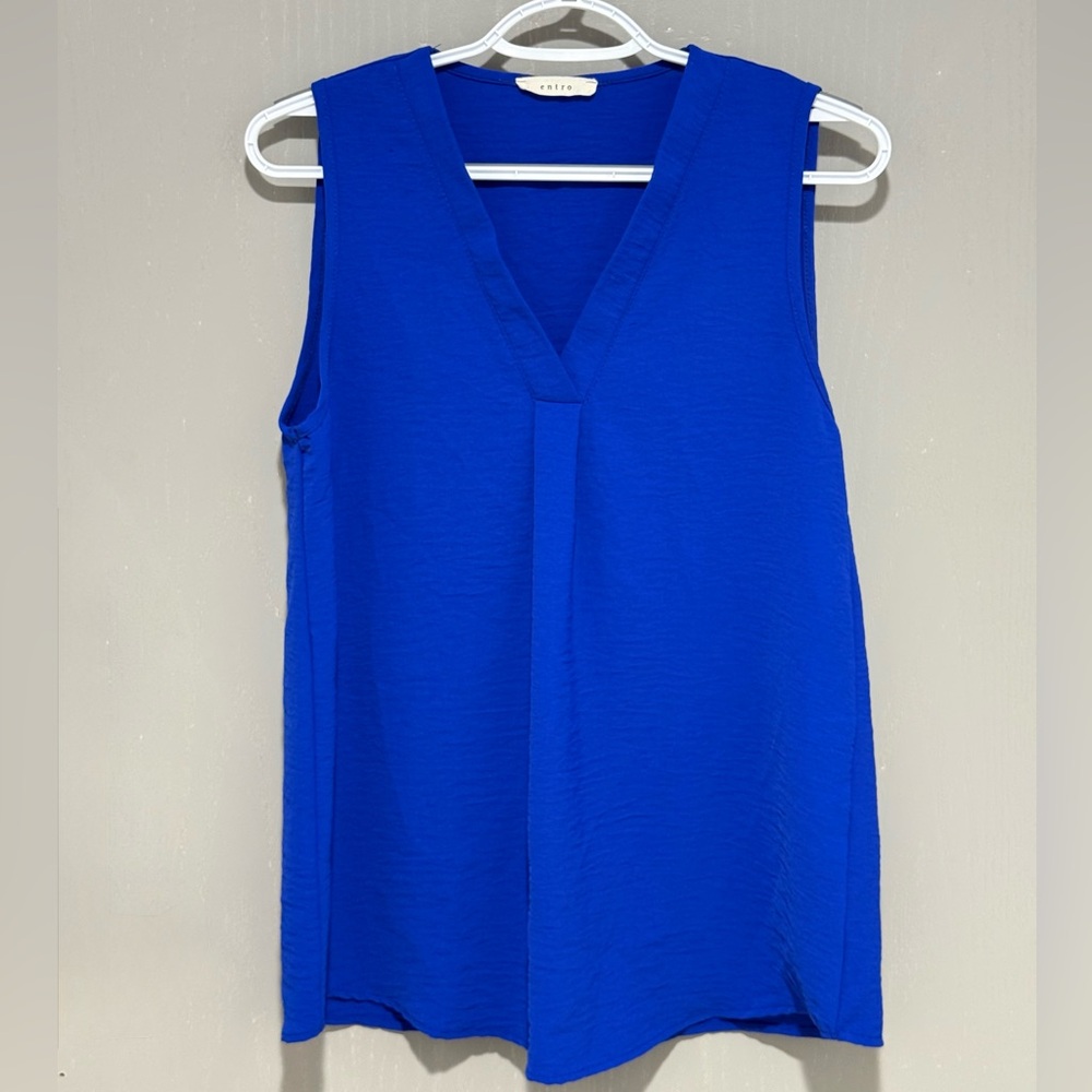 Entro Royal Blue V-Neck Sleeveless Blouse